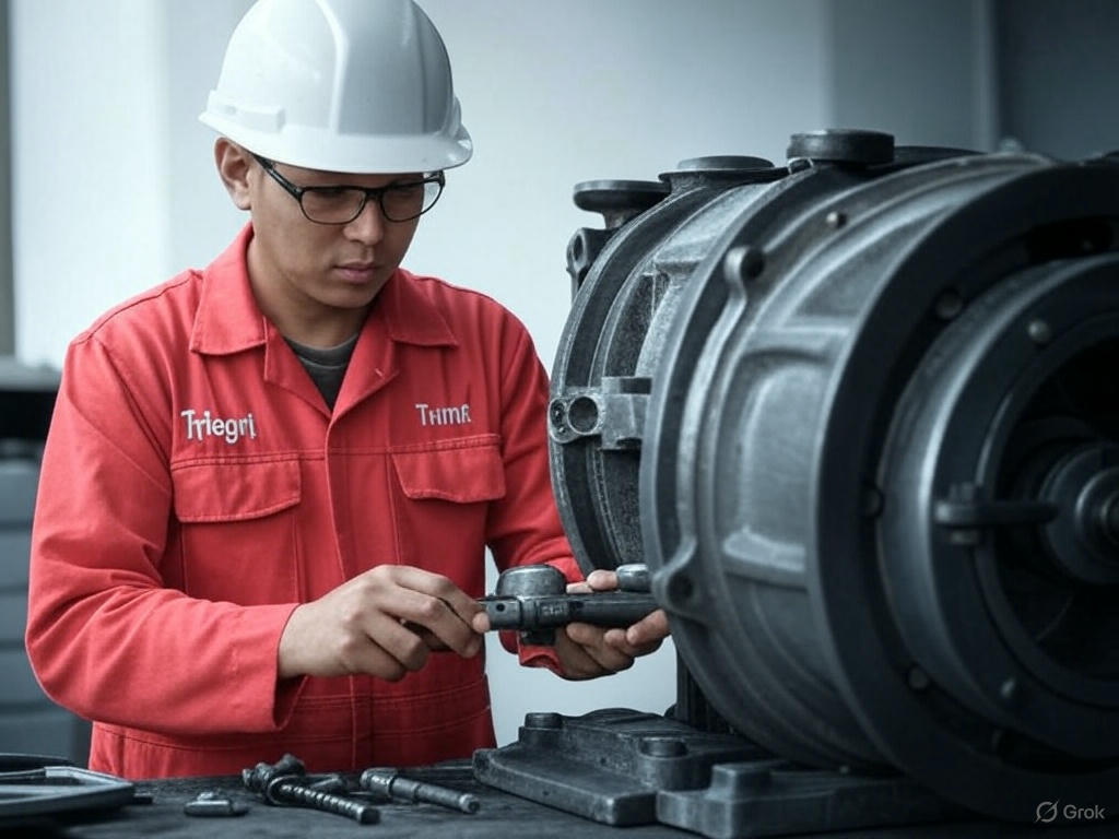 Karyawan memperbaiki Gearbox